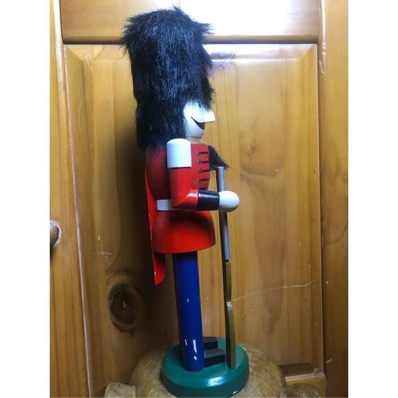 Handmade  Christmas Wooden Nutcracker Soldier w/ Rifle Gun 13” - Picture 4 of 12